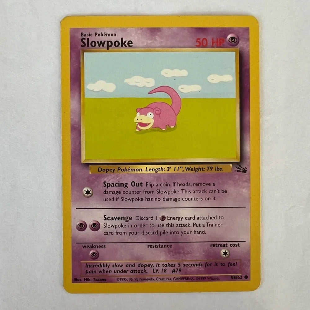 Vintage Pokemon Slowpoke Fossil Set Playing Card